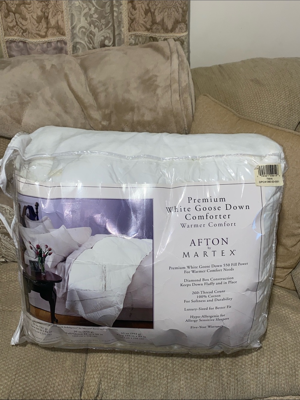 🤍NWT Premium White Goose Down 550 Comforter/ 260 Thread 100% Cotton/Luxury Size